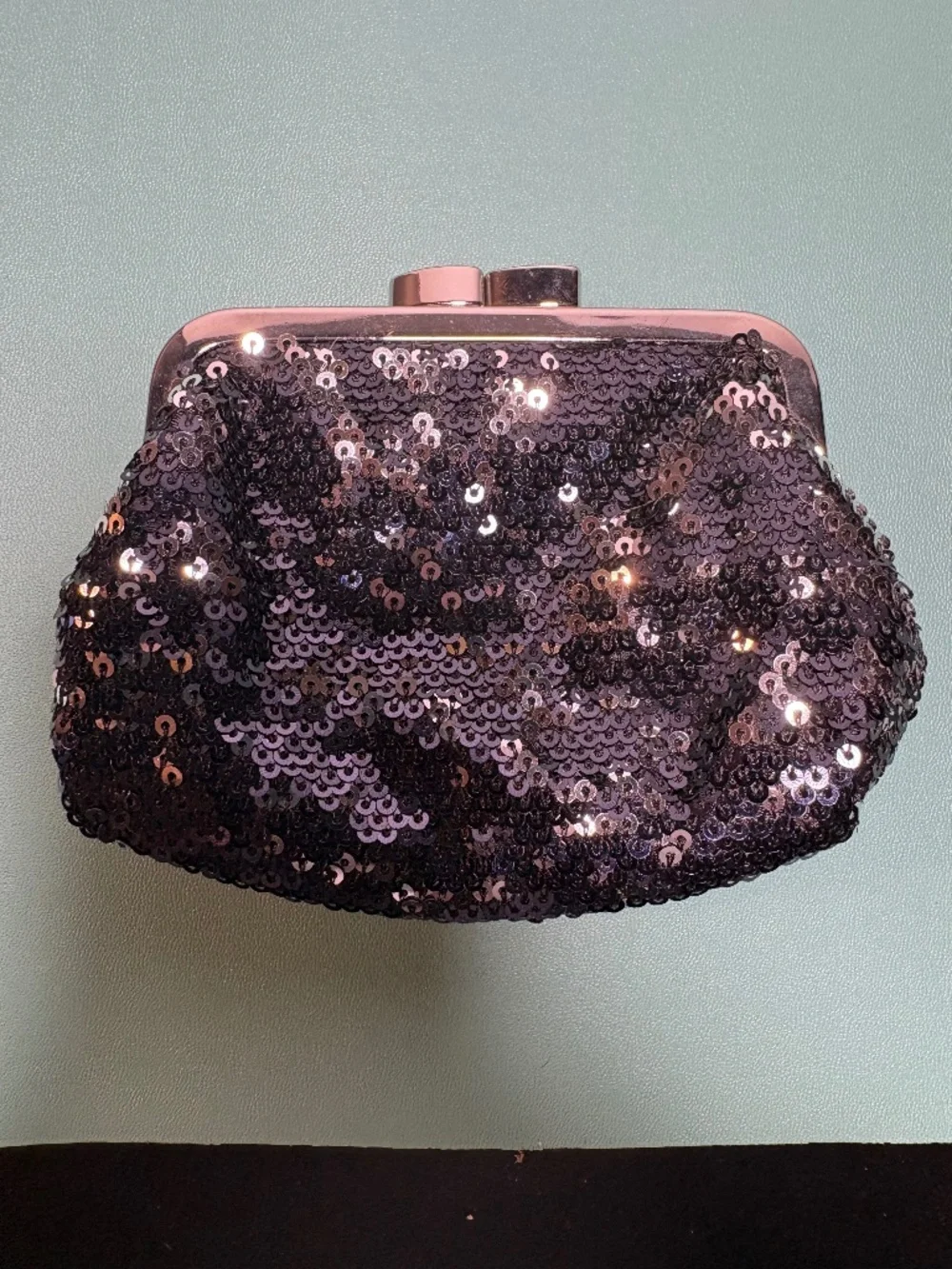 Victoria Secret Kisslock Coin Black Sequin Purse